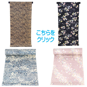 小紋 反物 -48- 京友禅 紋意匠ちりめん 絹100% 銀通し 桜 似せ紫