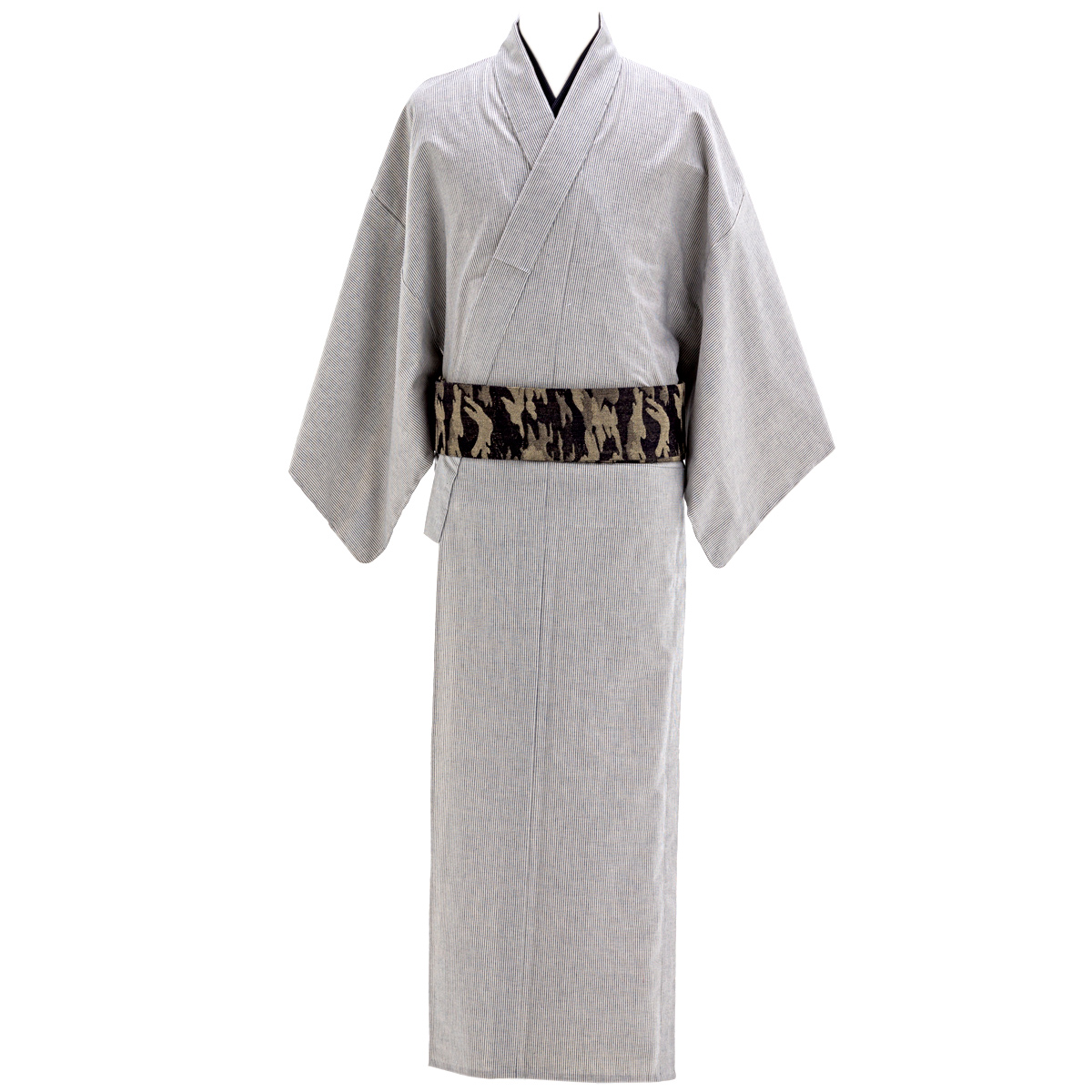 坂本デニム デニム着物 メンズ オックスフォード No.4 ブルーグレー/縞