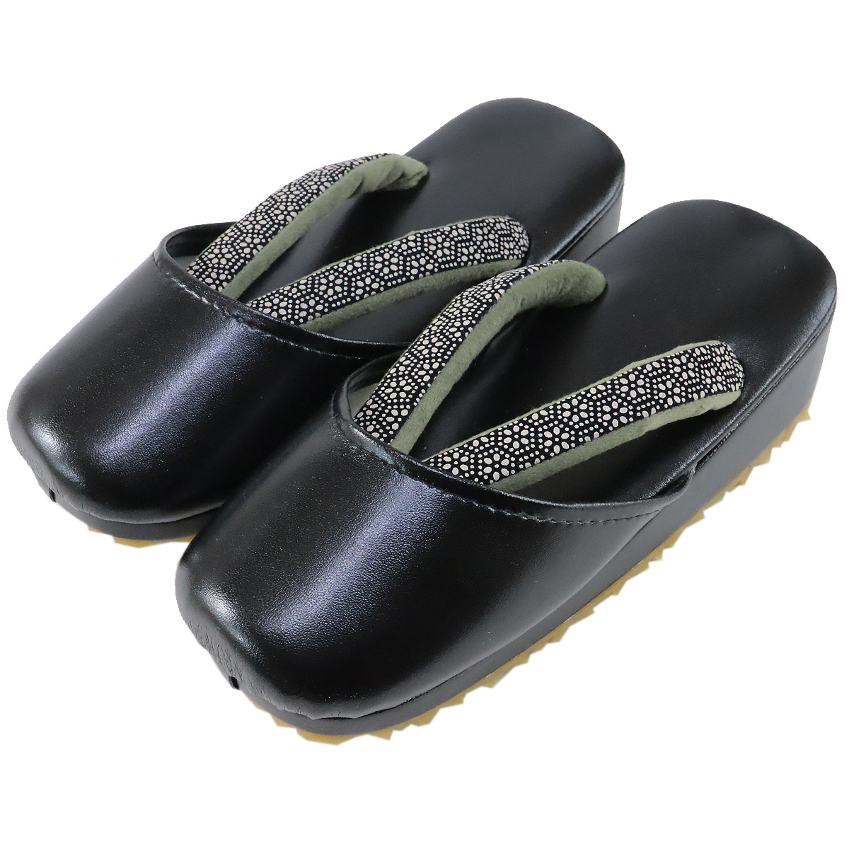 草履セット！黒クロコ 劣化しずらいpvc レザー 手菅カブセ　Fサイズ　４段厚底 防寒草履 メンズ -39- 合成皮革 LL-size 黒 印伝調 : あおい 正直問屋