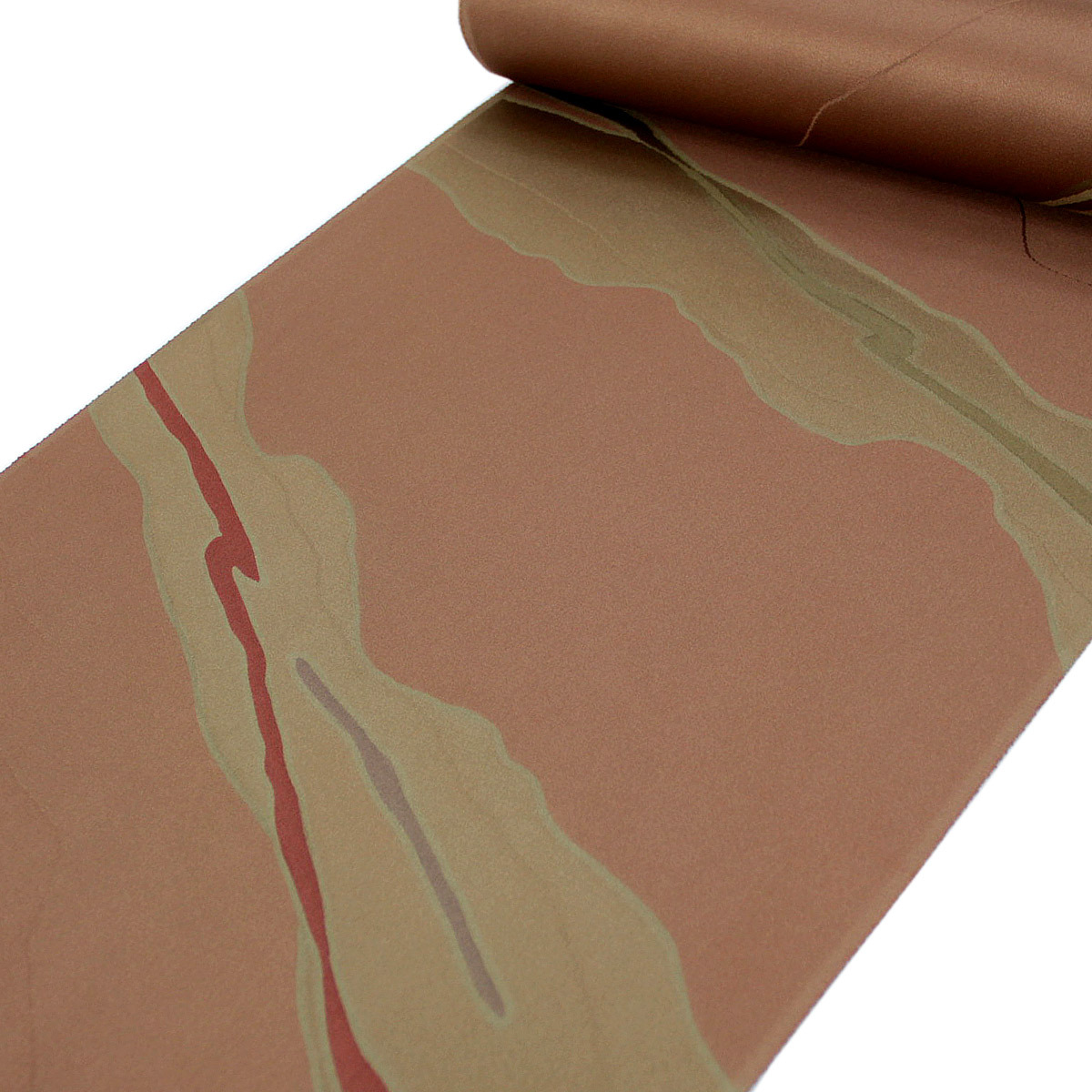 道行コート 羽尺 反物 -4- 麗羅 京友禅 紋意匠ちりめん 絹100% 渋紙色