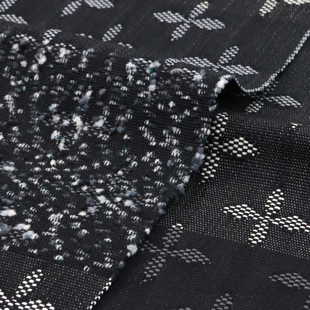 宝来屋 半幅帯 単帯 firework -34A- 米沢織 長尺 絹/和紙 ブラック