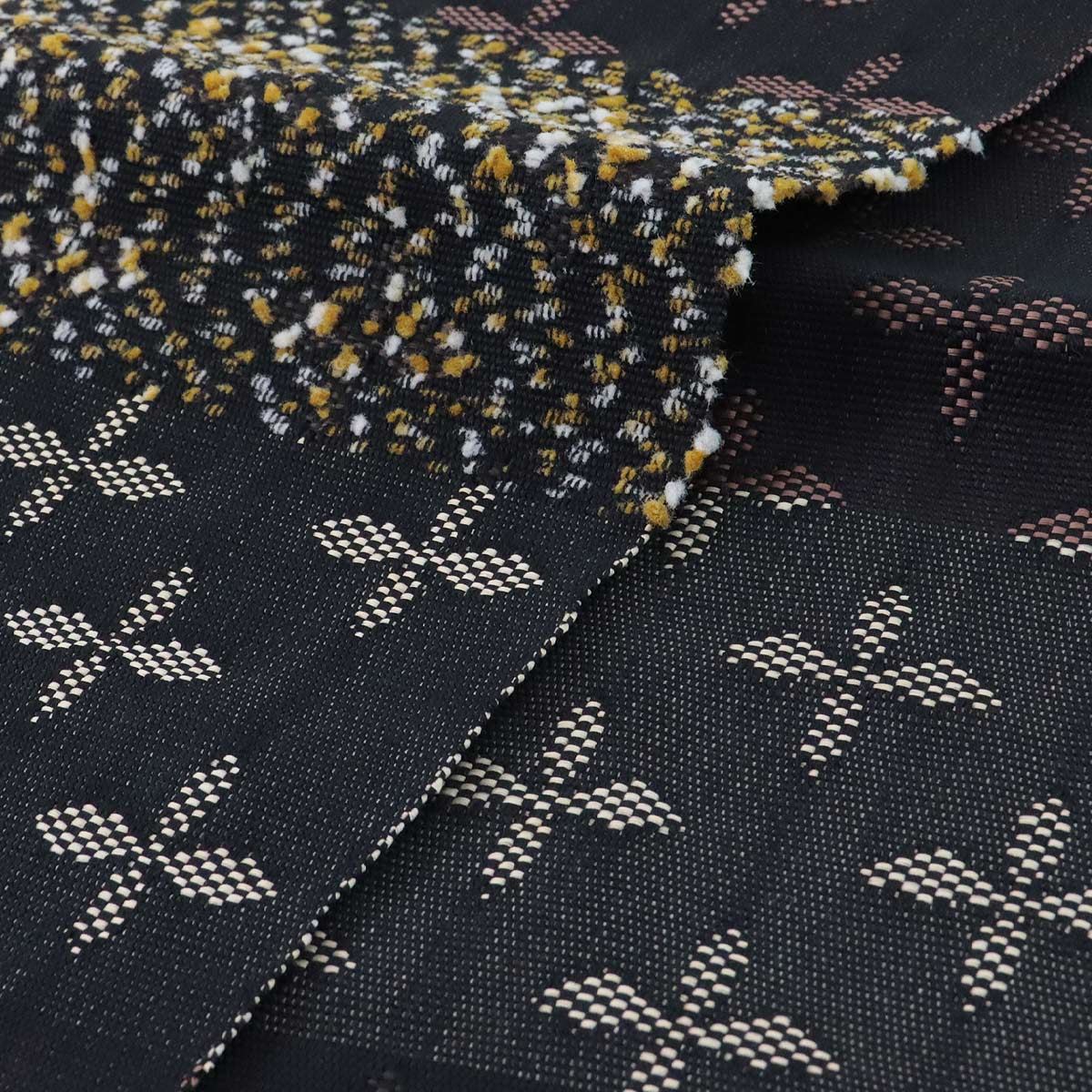 宝来屋 半幅帯 単帯 firework -34B- 米沢織 長尺 絹/和紙 ブラウン