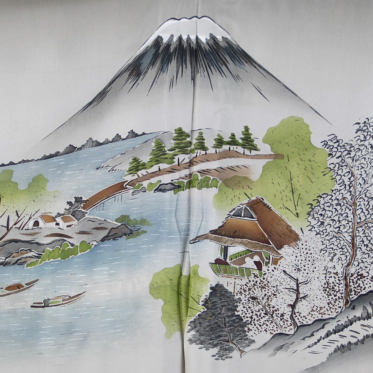 男物長襦袢 仮絵羽 正絹 -57- 広幅 精華縮緬 山水画/富士山 空五倍子色 絹100% : g-njbm-57 : あおい 正直問屋  Yahoo!店 - 通販 - Yahoo!ショッピング