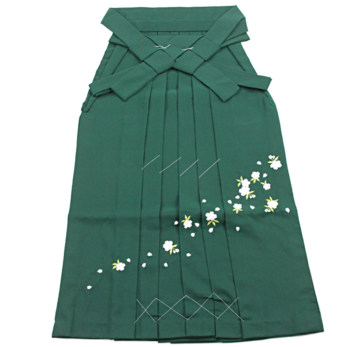 女子袴 単品 刺繍袴 ポリエステル 緑 S/87cm M/91cm L/95cm : あおい
