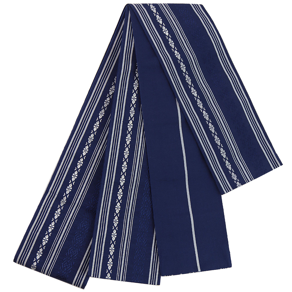 角帯 正絹 -1- 紺系 博多織 献上柄 日本製 絹100%