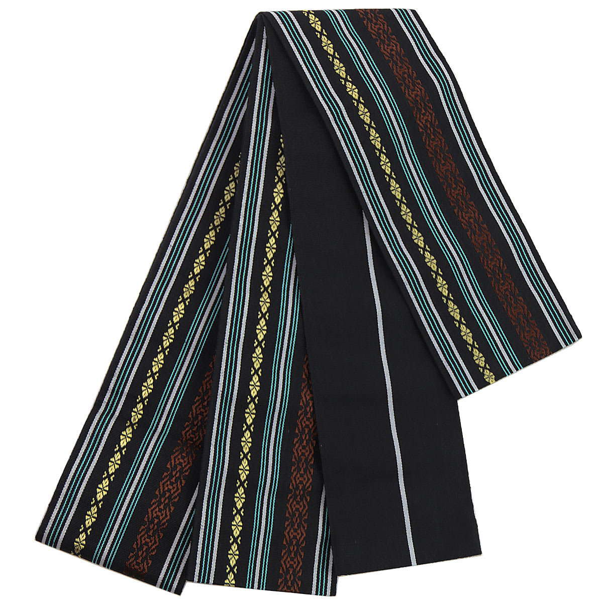 角帯 正絹 -2- 黒系 博多織 献上柄 日本製 絹100%