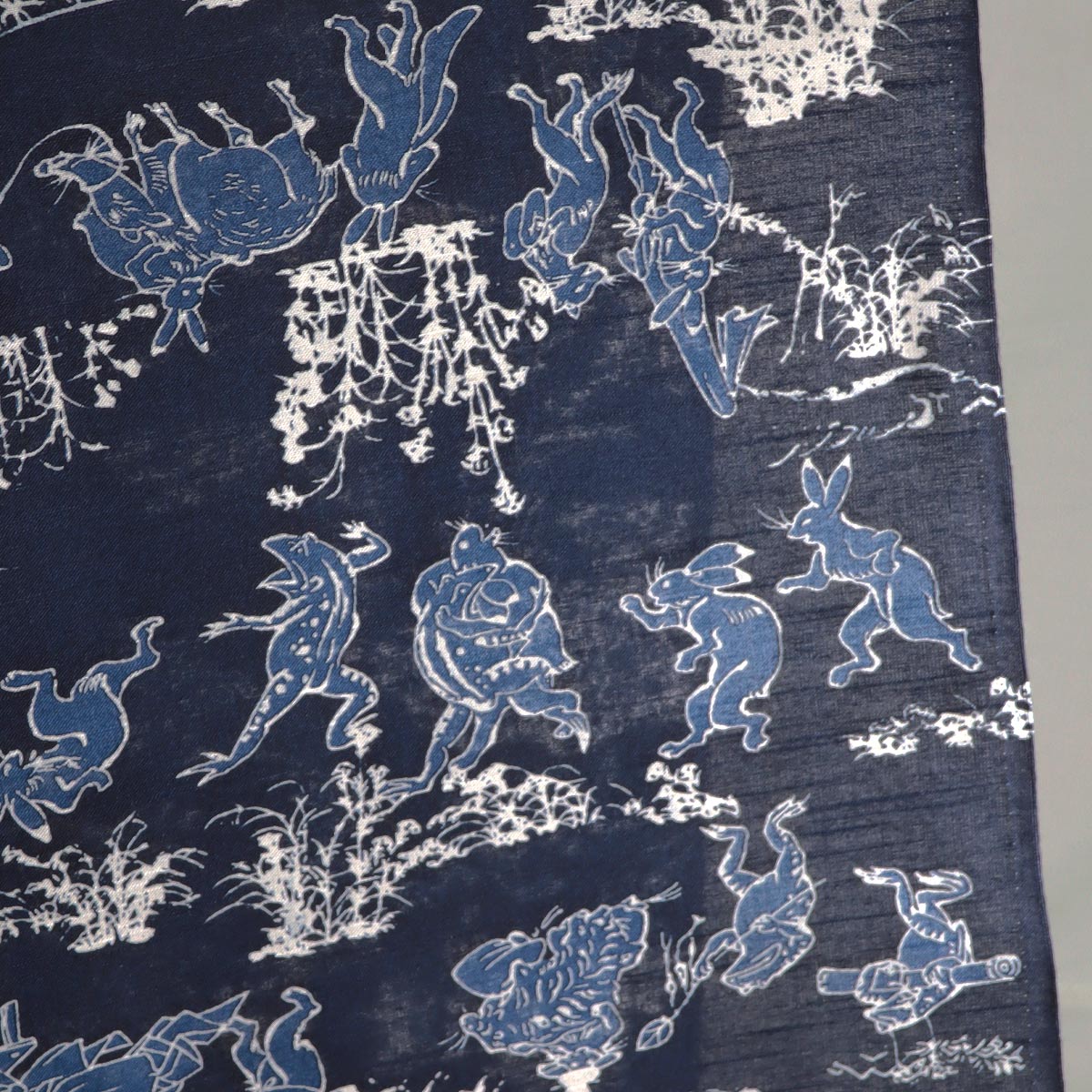 優華壇 浴衣反物 ユニセックス -26A- 鳥獣戯画絵巻 ひといろ藍