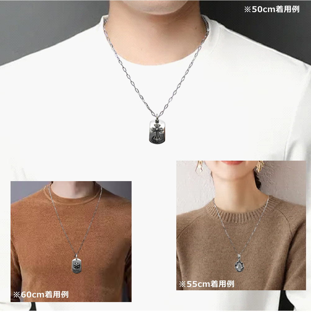 シルバーチェーン 銀 幅 3.5mm 平長あずきチェーン シルバーネックレス