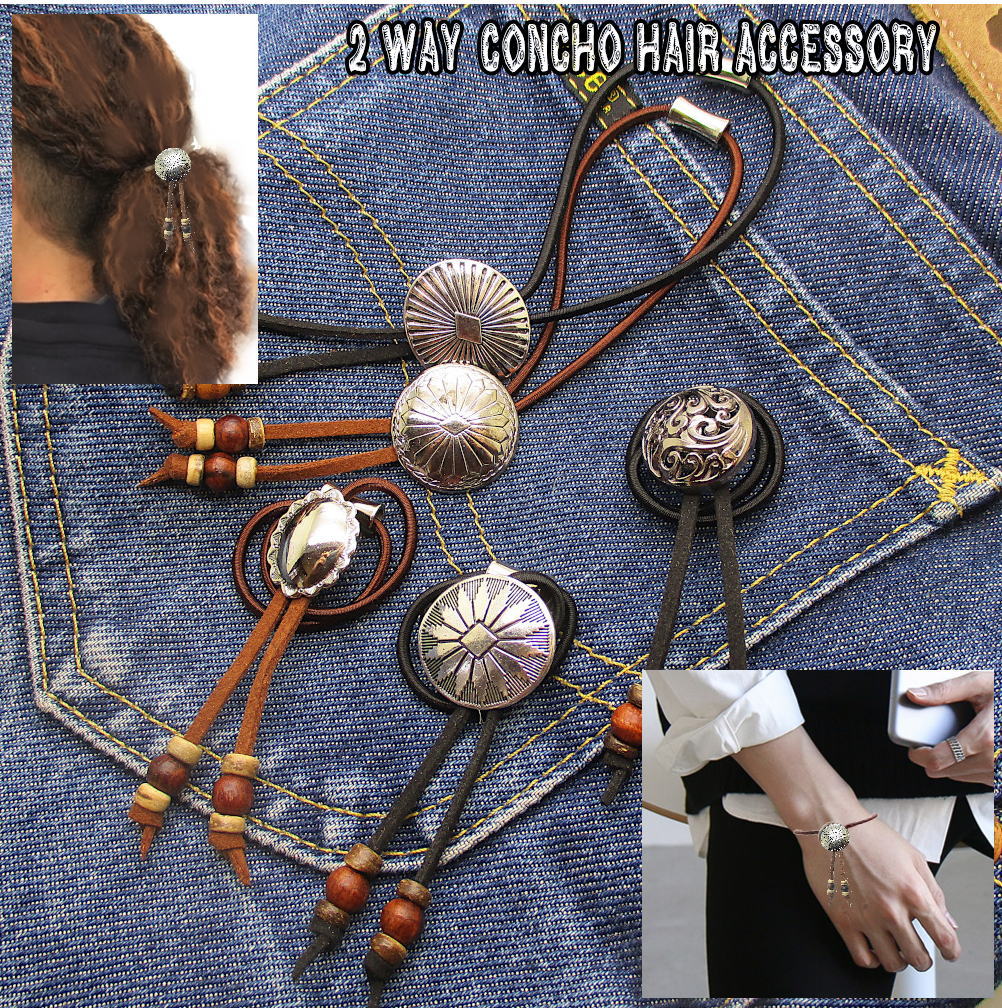 インディアンジュエリー　ヘアゴム Navajo Silver Concho Hair Tie ヘアゴム ナバホ族 コンチョ