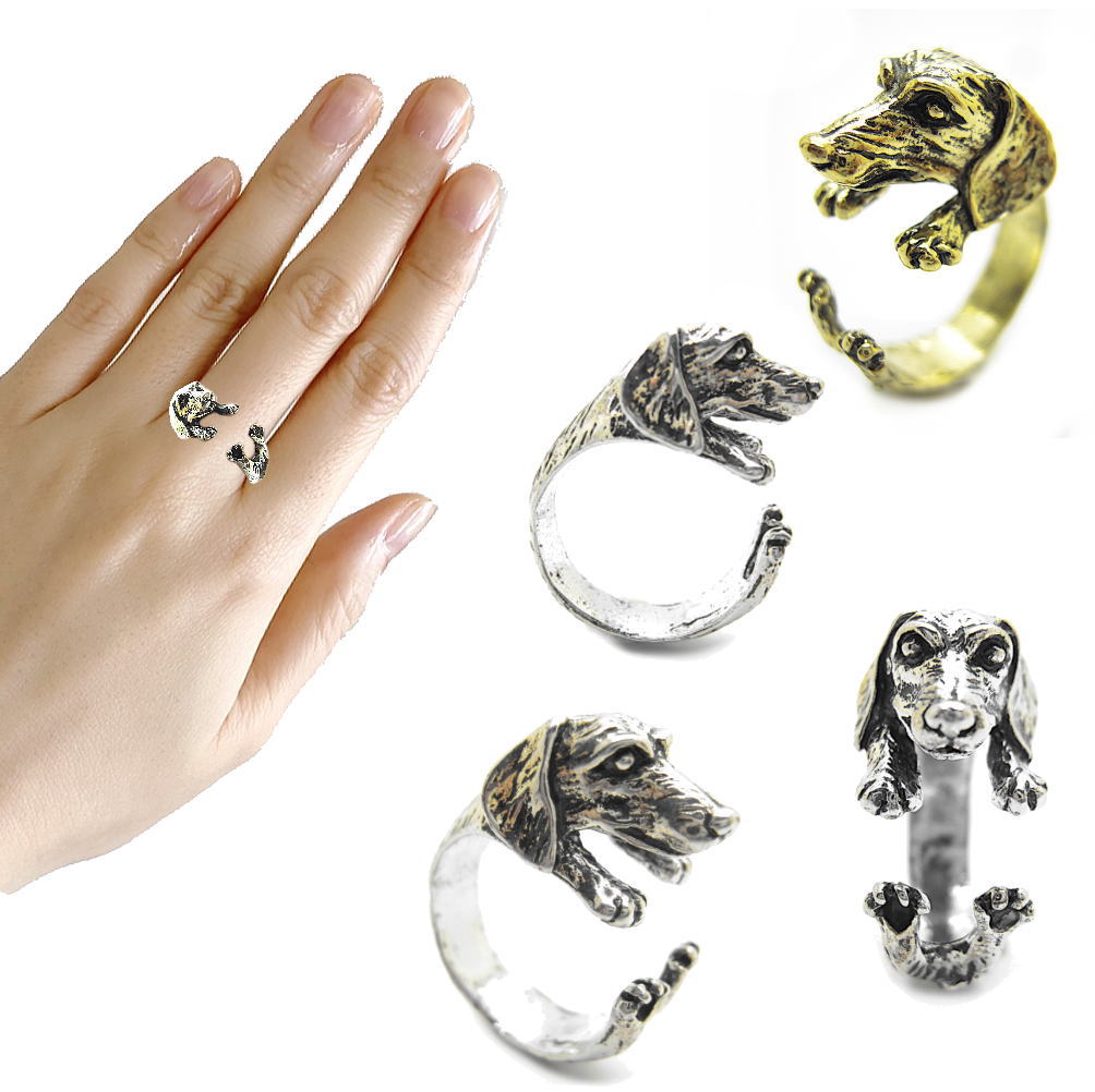 ダックスフンド 犬 リング 指輪 ドッグ ワンコ フリーサイズ アニマル