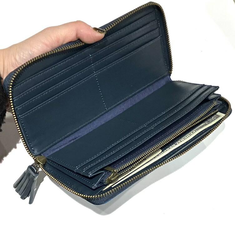 わちふぃーるど ダヤン 財布 長財布 青い街 ラウンド財布 本革