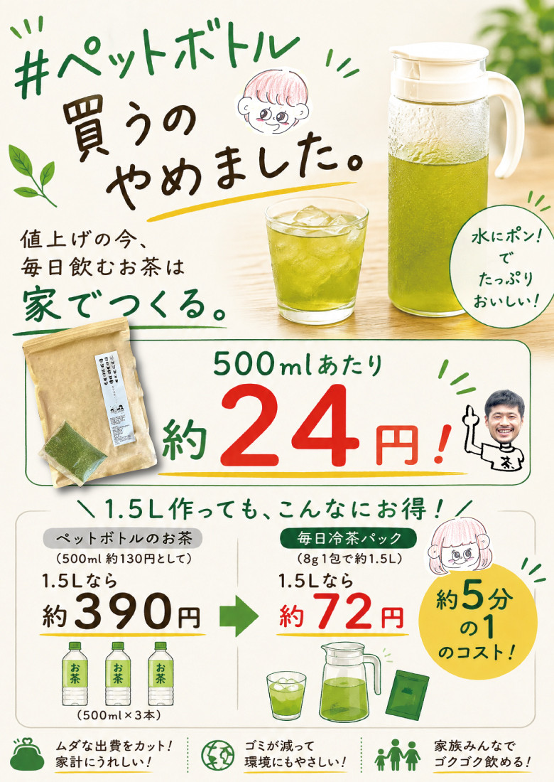 大容量】1580円〜 水出し緑茶 毎日冷茶パック お茶パック 水出し お茶