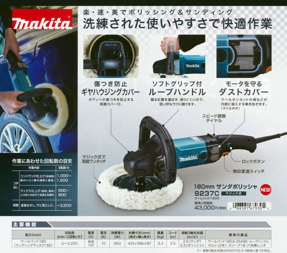 マキタ電動工具 180mm サンダポリッシャ 9237C : 9237c : 株式会社青木