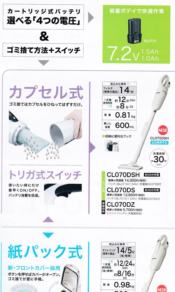 マキタ 当店だけ！バッテリー充電器も1年保証! CL070DSH 充電式