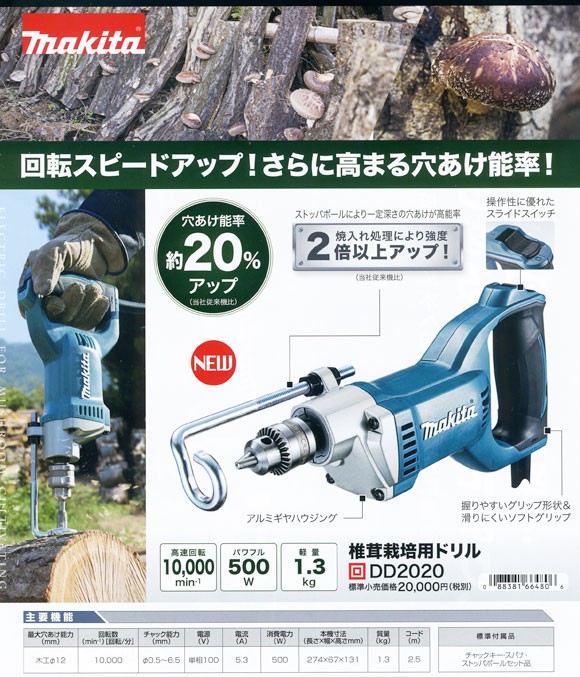 マキタ電動工具 椎茸栽培用ドリルDD2020 : dd2020 : 株式会社青木金物