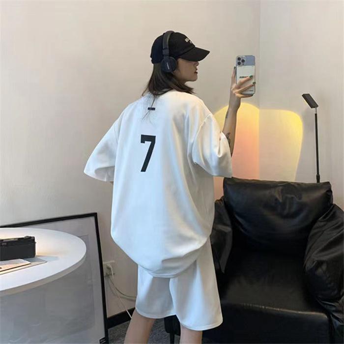 セットアップ 上下セット メンズ 男女兼用ゆったり プリント Tシャツ 半袖 ハーフパンツ夏 韓国 ファッション ビッグTシャツ｜aokisyogistore｜02