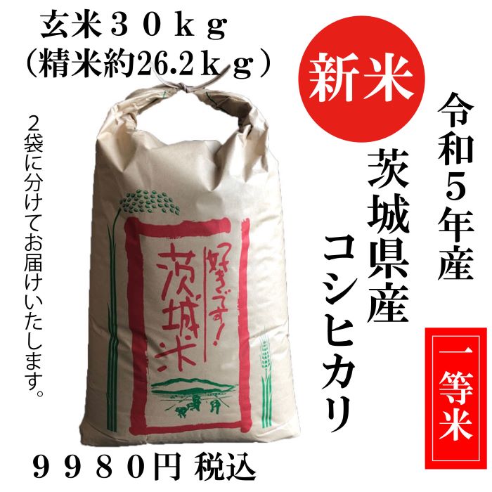 令和５年産 新米 こしひかり コシヒカリ 玄米３０kg 茨城県産 白米