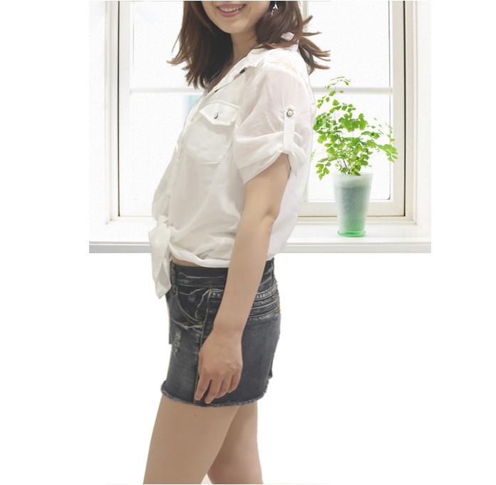 デニムロールアップ ショートパンツ