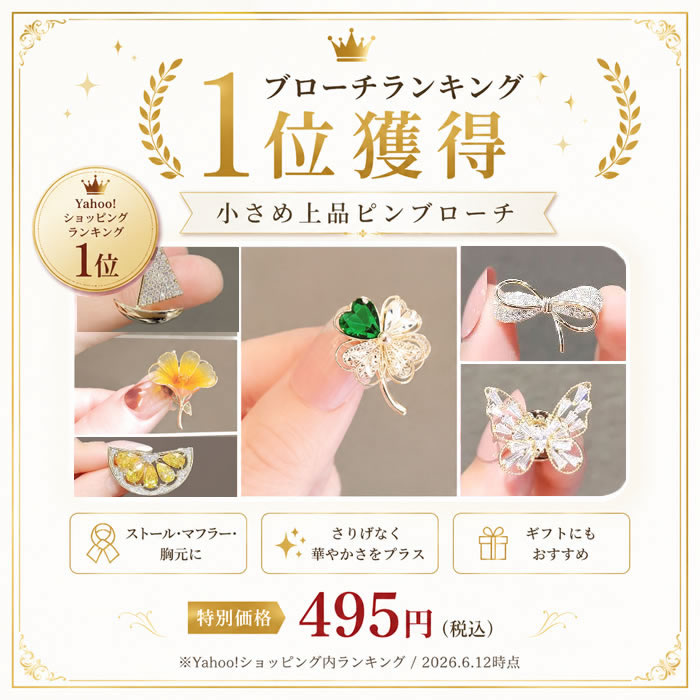 ブローチランキング1位獲得 小さめ上品ピンブローチ 特別価格