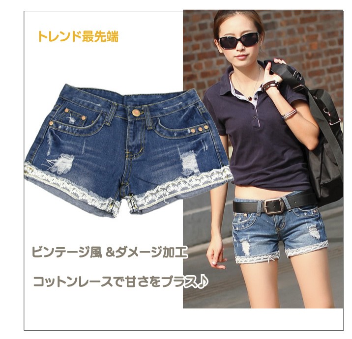 デニムロールアップ ショートパンツ