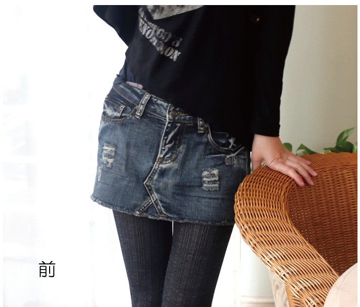 レース付きデニムロールアップ ショートパンツ