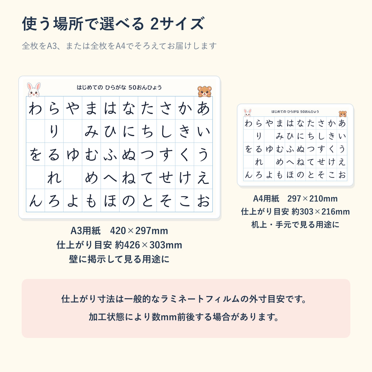 A3とA4のサイズ比較
