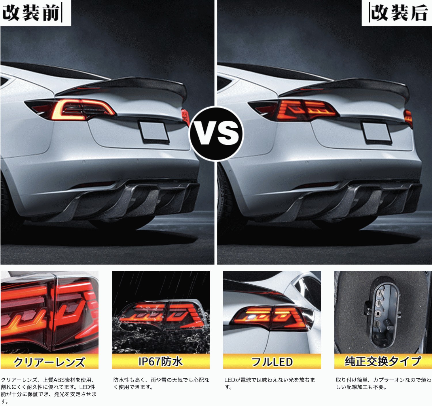 送料無料 人気モデル テスラ モデル3 モデルY テールランプ 