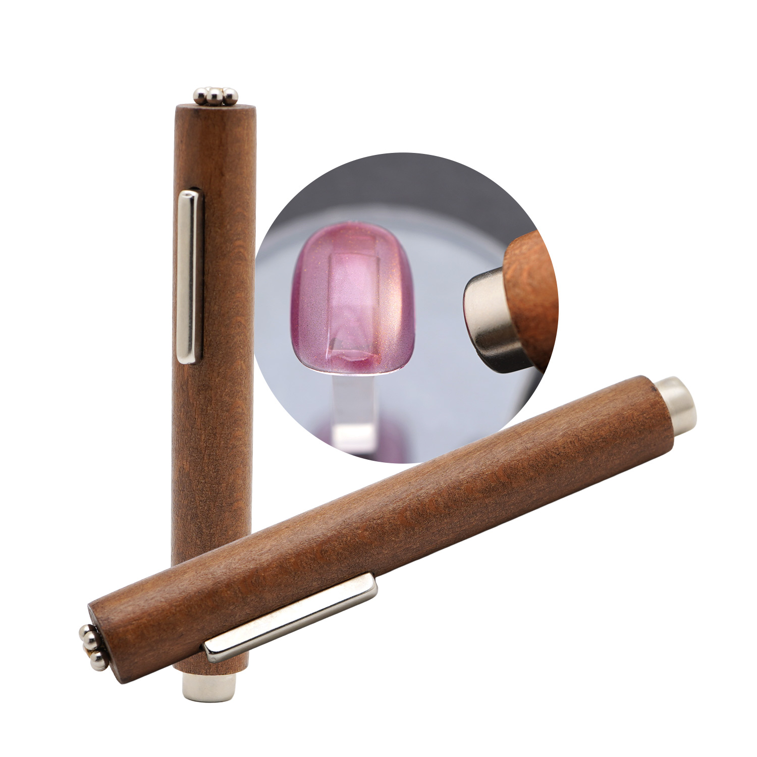 ネイル用マグネット ウッド三面マグ マグネットジェル 円柱型 板型 マグネット棒 ボール 太い円柱型 二役 3面 丸球 3WAY | 