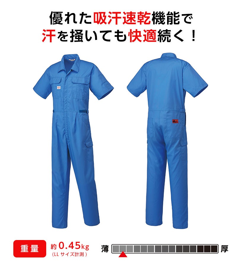 SUZUKI 夏用つなぎ‼️　涼しい‼️　作業服 青　LLサイズ 山田辰 つなぎ服 メンズ オートバイ バイク 半袖ツナギ 吸汗速乾
