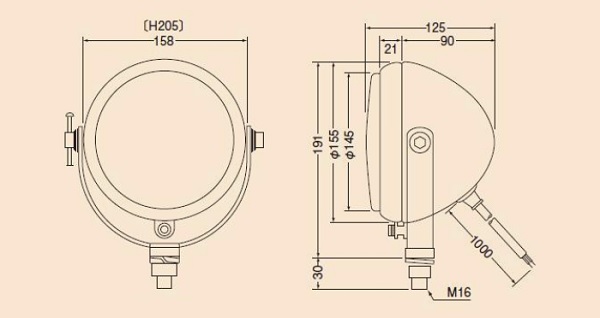 小糸製作所/KOITO ワーキングランプ 24V70Ｗ 丸型 建機/重機/フォークリフト/他用 H205-24 入数：1個_1