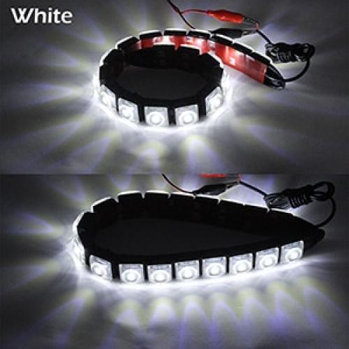 デイタイム ランニングライト DRL オートフレキシブル LED ストリップ フォグ ランプ 12V White 16LED Black Case AL-BB-1173 AL