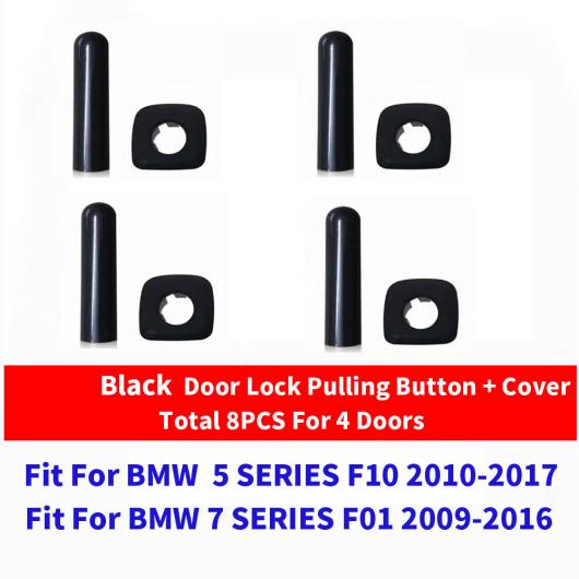 ブラック クローム ドア ロック ノブ プル スイッチ ボタン 適用: BMW X1 X3 X4 X5 X6 F25 F26 F15 1/3/5/6/7シリーズ 4ピース ブラック セット AL-EE-9016 AL