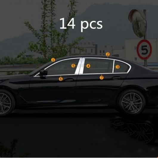 ステンレス スチール ウインドウ カバー トリム ウインドウ セントラル ピラー トリム 適用: BMW 5シリーズ 528I 530I G30 14ピース AL-II-2314 AL