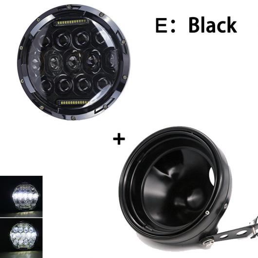 7インチ 80W ドット SAE E9 オートバイ ヘッドランプ 7インチ シェル ハウジング ヘッドライト ブラケット 1セット 75W ブラック AL-KK-2508 2輪 AL