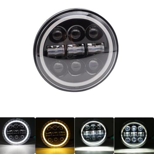 5.75インチ オートバイ プロジェクター LED ヘッドライト イカリング ホワイト DRL エンジェル アイ ヘッドランプ 1×45W ブラック AL-KK-2544 2輪 AL