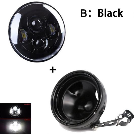 7インチ 80W ドット オートバイ ヘッドランプ エンジェル アイ LED ヘッドライト 7インチ シェル ハウジング 40W ブラック AL-KK-2649 2輪 ALの画像