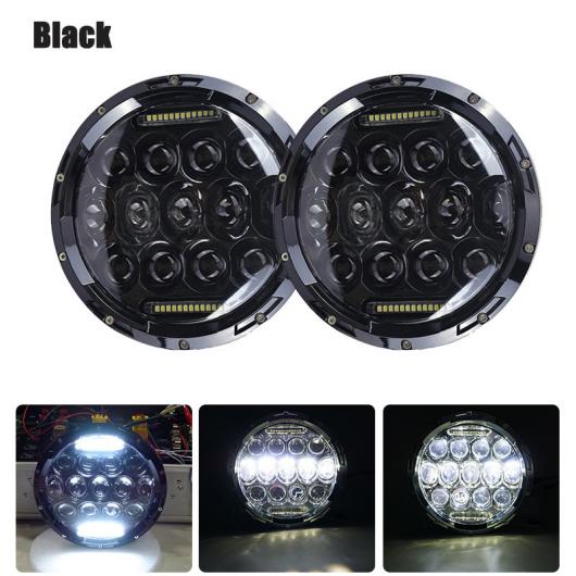 2ピース 7インチ LED ヘッドライト ハイ/ロー ビーム ライト ハロ アングル アイ DRL ヘッドランプ 適用: 75W ブラック 1ペア AL KK 2887 AL : 503477370 : オートパーツエージェンシー