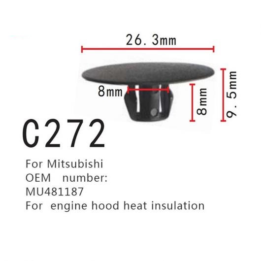 MU481187 適用: 三菱 エンジン フード ヒート 絶縁 プラグ ファスナー 100ピース AL-MM-0744 AL