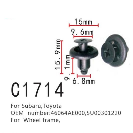 ホイール フレーム ポジショニング ファスナー 適用: スバル トヨタ 46064AE000 SU00301220 100ピース AL MM 0928 AL :504065030:オートパーツエージェンシー