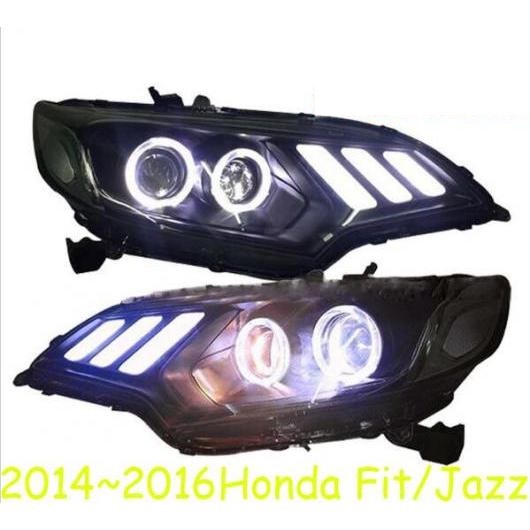 2ピース LED エンジェルアイ ガラス レンズ フロント ライト 適用: 2ピース ホンダ フィット ジャズ 2014 2016 バルブ AL OO 0336 AL :504632520:オートパーツエージェンシー