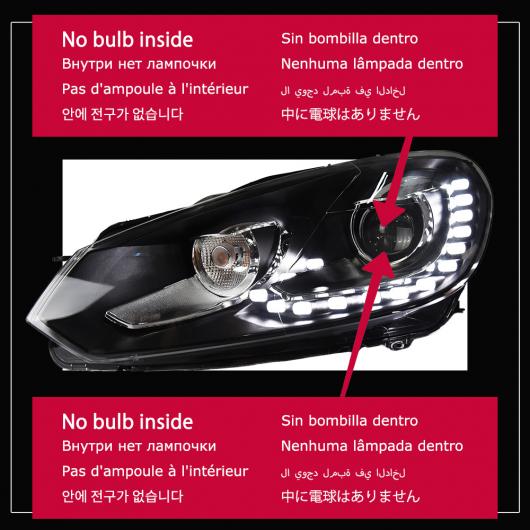 ヘッド ランプ 適用: VW ゴルフ 6 MK6 LED ヘッドライト 2009 2012 ヘッドライト R20 DRL ウインカー ハイ ビーム バルブなし AL OO 7817 AL :504943070:オートパーツエージェンシー