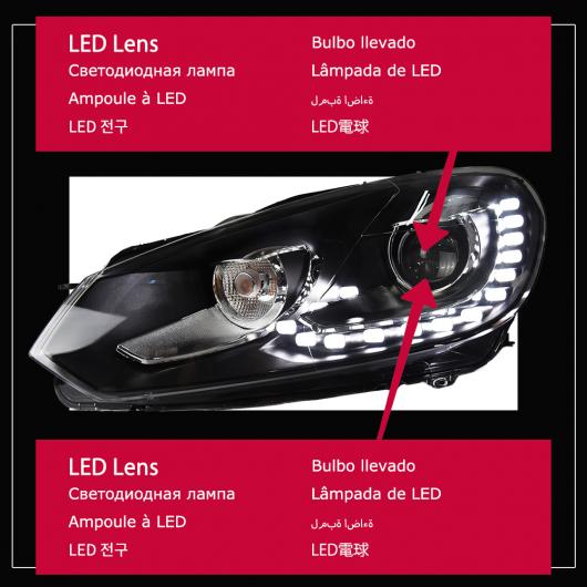 ヘッド ランプ 適用: VW ゴルフ 6 MK6 LED ヘッドライト 2009 2012 ヘッドライト R20 DRL ウインカー ハイ ビーム LED ロー ビーム AL OO 7817 AL :504943080:オートパーツエージェンシー