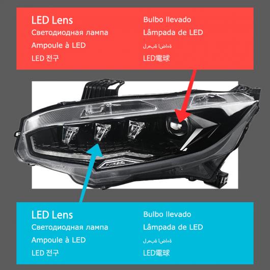 ヘッド ランプ 適用: ホンダ シビック G10 LED ヘッドライト 2016 2018 ヘッドライト シビック G10 DRL ウインカー ハイ フル LED AL OO 7935 AL :504944540:オートパーツエージェンシー