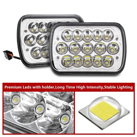 2021 6X7 インチ 長方形 LED ヘッドライト 適用: ジープ/JEEP ラングラー YJ シルバー 2ピース・ブラック 2ピース AL RR 5830 AL : 505761850 : オートパーツエージェンシー