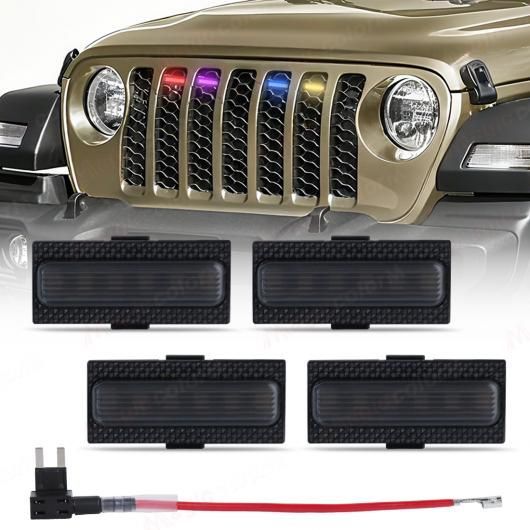 4ピース RGB グリル ライト 適用: ジープ/JEEP ラングラー JL JLU 2018 2019-2025 フロント グリッド 2018-2023・2024-2025 SR-DD-3758_2