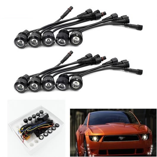 10ピース セット 多機能 LED DRL デイタイム ランニングライト ステアリングイーグルアイ オフコントローラ Trun Yellow Light Black Body AL BB 1737 AL :501808980:オートパーツエージェンシー