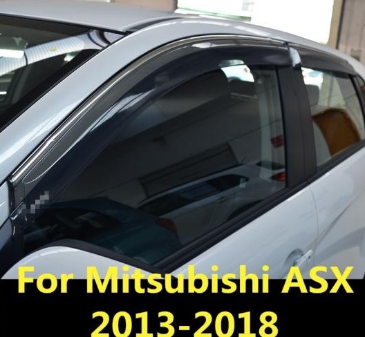 適用: 三菱 ASX 2013-2018 プラスチック ウインドウ サン 吹き出し口 バイザー レイン ガード 日差し 雨 シールド 装飾 ブラック AL-EE-7326 AL