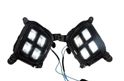 大阪府 ヘッドライト 2ピース LED ホワイト フレキシブル デイタイム ランニング ライト フォグランプ DRL 適用: 起亜 KX3 AL-FF-1545 AL