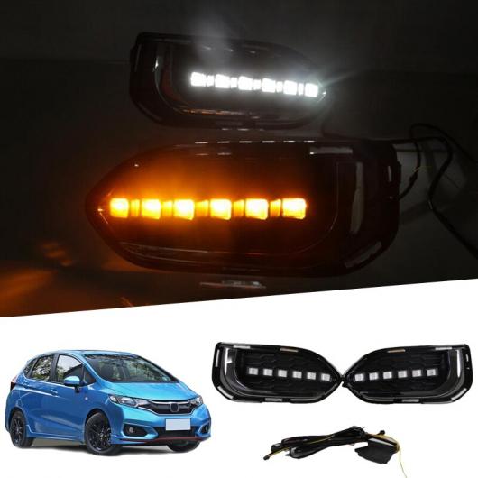 LED デイタイム ランニング ライト 適用: ホンダ ジャズ フィット 2018 2019 DRL フォグランプ カバー イエロー ターン シグナル AL FF 1715 AL :502527240:オートパーツエージェンシー