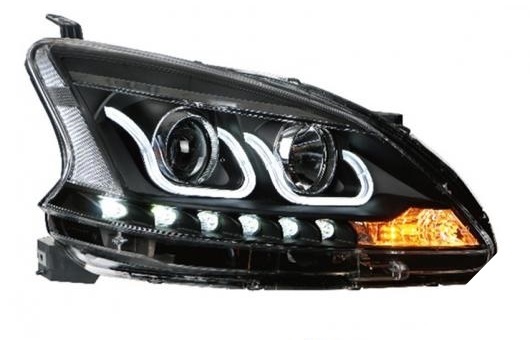 適用: 日産 シルフ ヘッドライト 2012-16 LED ヘッドランプ DRL プロジェクター H7 HID バイキセノン レンズ 4300K〜8000K 35W・55W AL-HH-0251 AL